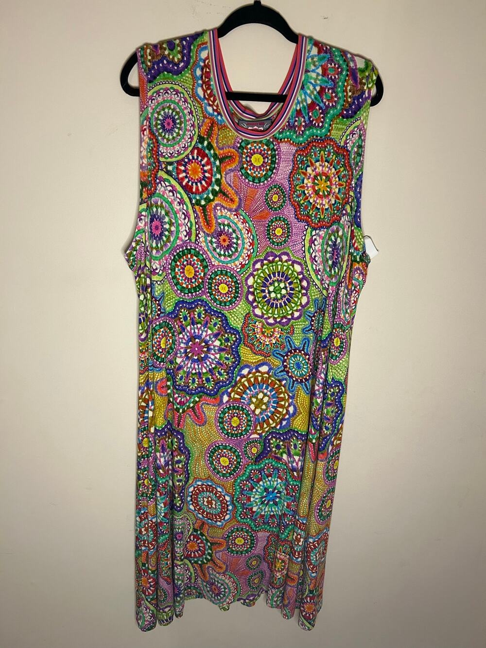 Johnny Was Janie Favorite Crew Neck Tank Dress Napperon Print Plus Size 3X NWT